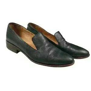 MADEWELL Black Leather Casual Low Block Heel Slip On Loafer Women Size 5.5 - 6